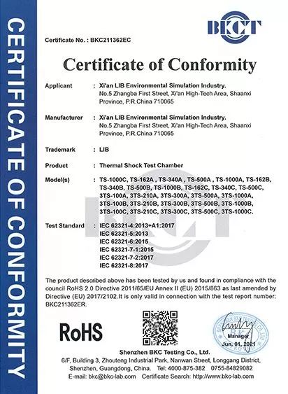 Thermal Shock Test Chamber RoHS